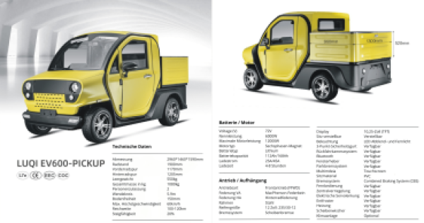 EV600 ELEKTRO-NUTZFAHRZEUG PICK-UP, 60 KM/H